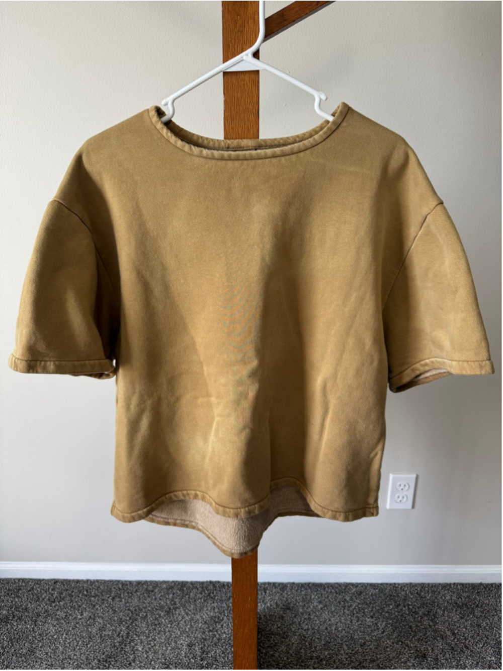 Yeezy Gap Unreleased Fleece Yoke Tee in Bronze Size XXS Oversized